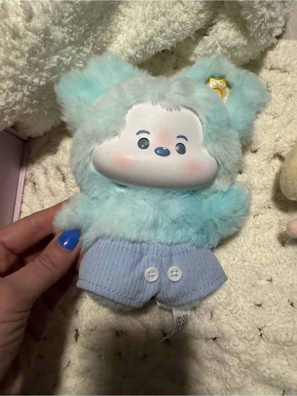 Plush Blue Bear Mickey keychain miniso